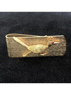 Vintage Money Clip, Roadrunner With Red Stone Eye